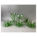 1920s Fostoria Uranium Glass Cups & Ashtray