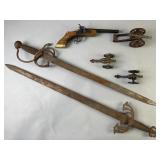 Toy Cannons, Fake Antique Gun & Metal Swords