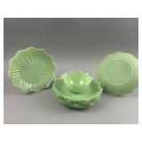 Vtg Anchor Hocking Jadeite Lotus Leaf Salad Plates