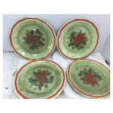 4 Poinsettia Plates