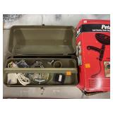 Tool box with contents & Pete drain cleaner