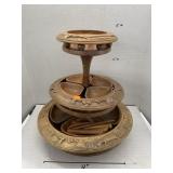 Wooden 3-tiered Spinning Tray with bowls