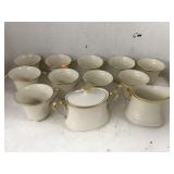 10 Lenox Coffee Cups, Cream & Sugar Dishes