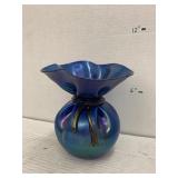 Orient and Flume Art Glass Vase 1970s, Chipped