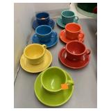 7pc Fiesta Coffee Cups with matching saucers