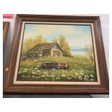 Wagon and Barn Painting Signed