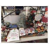 Group Lot of Small Christmas Trees, Signs, Decor,