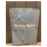 Metal Richardson Sign, approx 16in x 23in