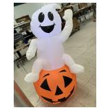 Ghost on Pumpkin Blow Up Decor