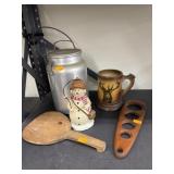 Thermos, Deer Cup, Snowman Statue, Misc. Items