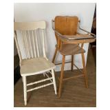 High Chair and Wood Chair