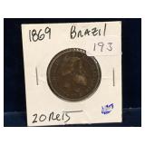 1869 Brazil 20 Reis