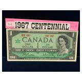 1967 Centennial Dollar Bank Note Beattie/Rasminsky