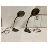 2 antique desk lamps. Cast iron bases. Both work