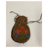 Beaded  leather pouch