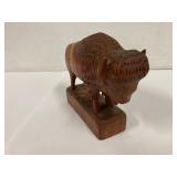 David Fisher. Buffalo wood carving. 7 x 6" tall