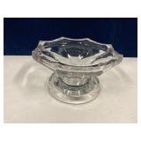 Glass pedestal bowl. 8" across. 4.75" high