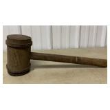 large wooden mallet w/metal bands