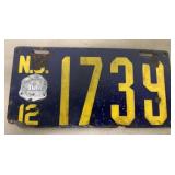 1912 NJ license plate