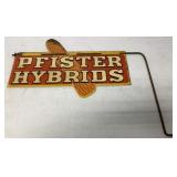 Two Sided Tin Pfister Hybrids Sign w/ Bracket