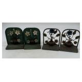 2 pair of metal flowered bookends