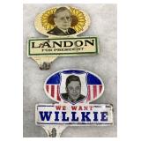 LANDON & WILLKIE PRESIDENTIAL CAMPAIGN LICENS PLA.