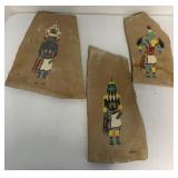 3 Kachinas painted on stone