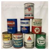 8 Motor Oil Cans- Citgo, Sunoco, Texaco, others