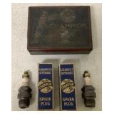 3 pcs- Champion Spark Plugs, Tin, Empty Boxes