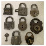 8 Primitive Padlocks-Ironsides, E, Safe, others