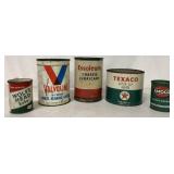 5 Grease Cans-Texaco, Amoco, Esso, others