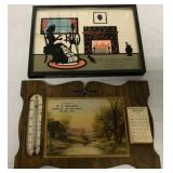 lot of 2 Adv. Thermometer/Calendar Frames