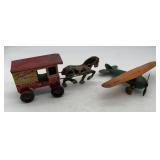 pressed steel airplane & Marx Toytown Dairy