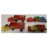 4 Wyandotte metal and plastic trucks