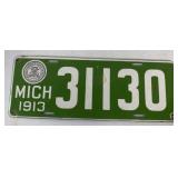 Michigan 1913 porcelain license plate