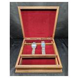 Wood Jewelry Box & 2 Watches