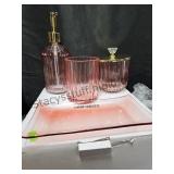 Lovely Pink Glass Vanity Set