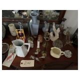 Assorted glassware, vases, candle holders