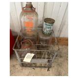 WAWA Dairy Farms Milk Jugs & Crate, Oil Can