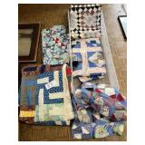 Assorted quilt tops & quilt