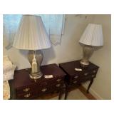 2 Lamps, 2 Wood End Tables