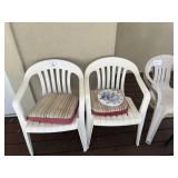 4 Plastic Chairs, Small Plastic Table