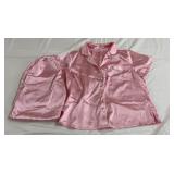 Pink silk style pajama set 1X