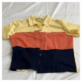 Ladies, large, multicolor button up short sleeves