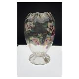 9" hand painted pedestal bulb vase