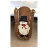 Christmas Snowman Wood Sled