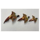 3pc MC pottery pheasant wall hanging Japan