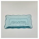 Indiana glass Tiara blue last supper dish