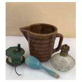 Crock pitcher, lamp base, string holder etc