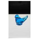 Aqua blue glass bird paperweight